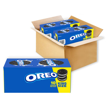 Oreo Chocolate Sandwich Cookies, King Size, 20 Snack Packs (2 Boxes, 10 Cookies Per Pack)
