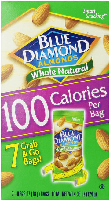 Blue Diamond Almonds, Raw Whole Natural, 100 Calorie Pack, 7 Count