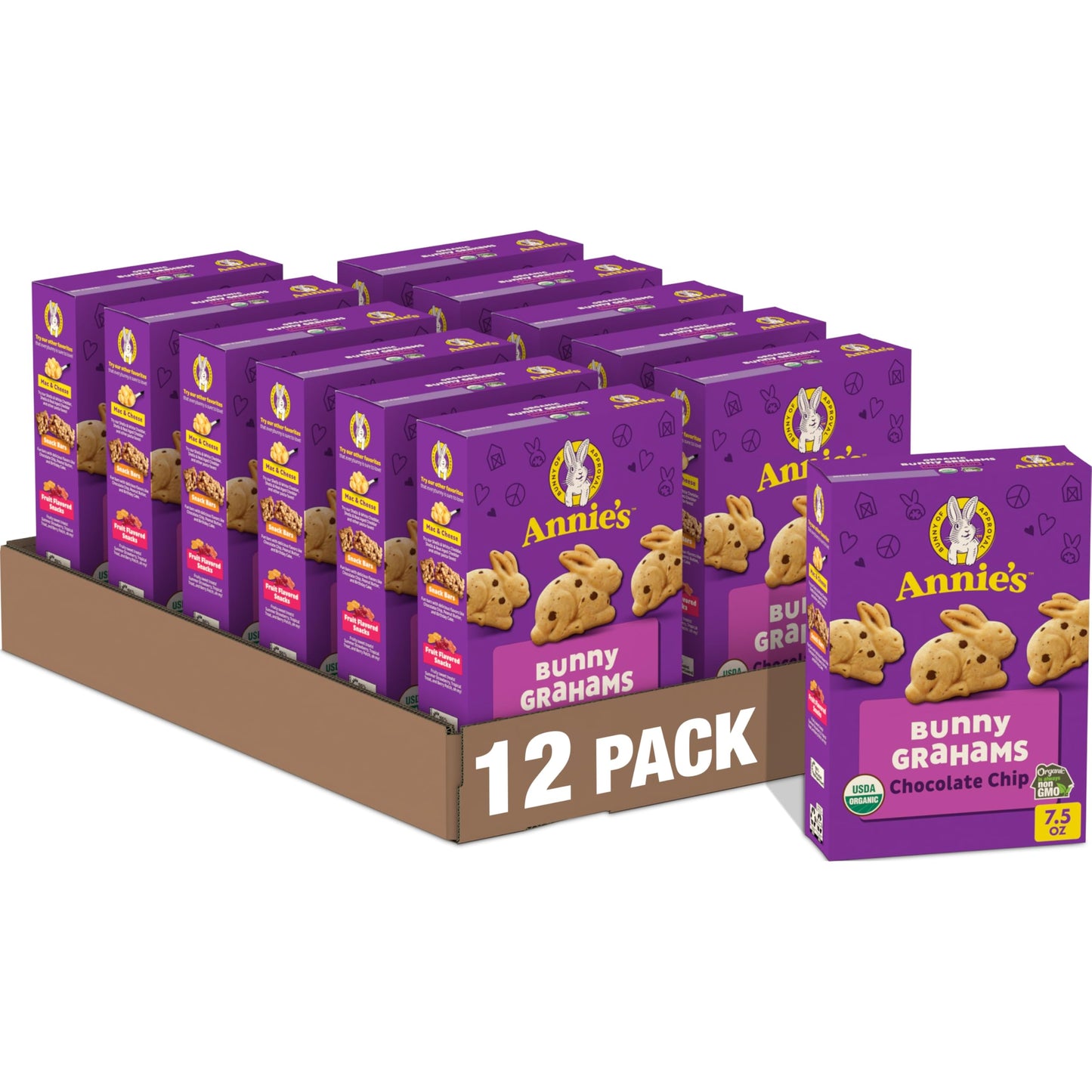 Annies Organic Bunny Grahams Snacks, Chocolate Chip, 7.5 oz (Pack of 12)