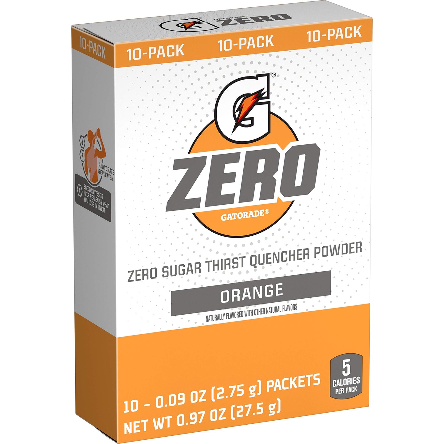 Gatorade G Zero Powder Packets Orange 20oz 10ct