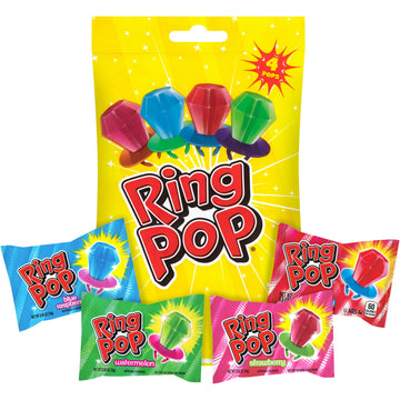 Ring Pop Candy Variety Pack, Assorted Flavor Lollipop Suckers, 4 Count