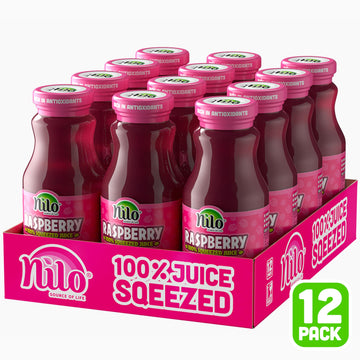 Nilo Raspberry Juice | 100% Squeezed Raspberry Frambuesa | No Sugar Added | Non Gmo | Not From Concentrate | 8.45 Oz (Pack Of 12