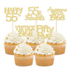 Gyufise 30Pcs Gold Glitter Vintage 1968 Cupcake Toppers Glitter 55 Fabulous Happy 55 Cheers To 55 Years Birthday Cupcake Picks 5