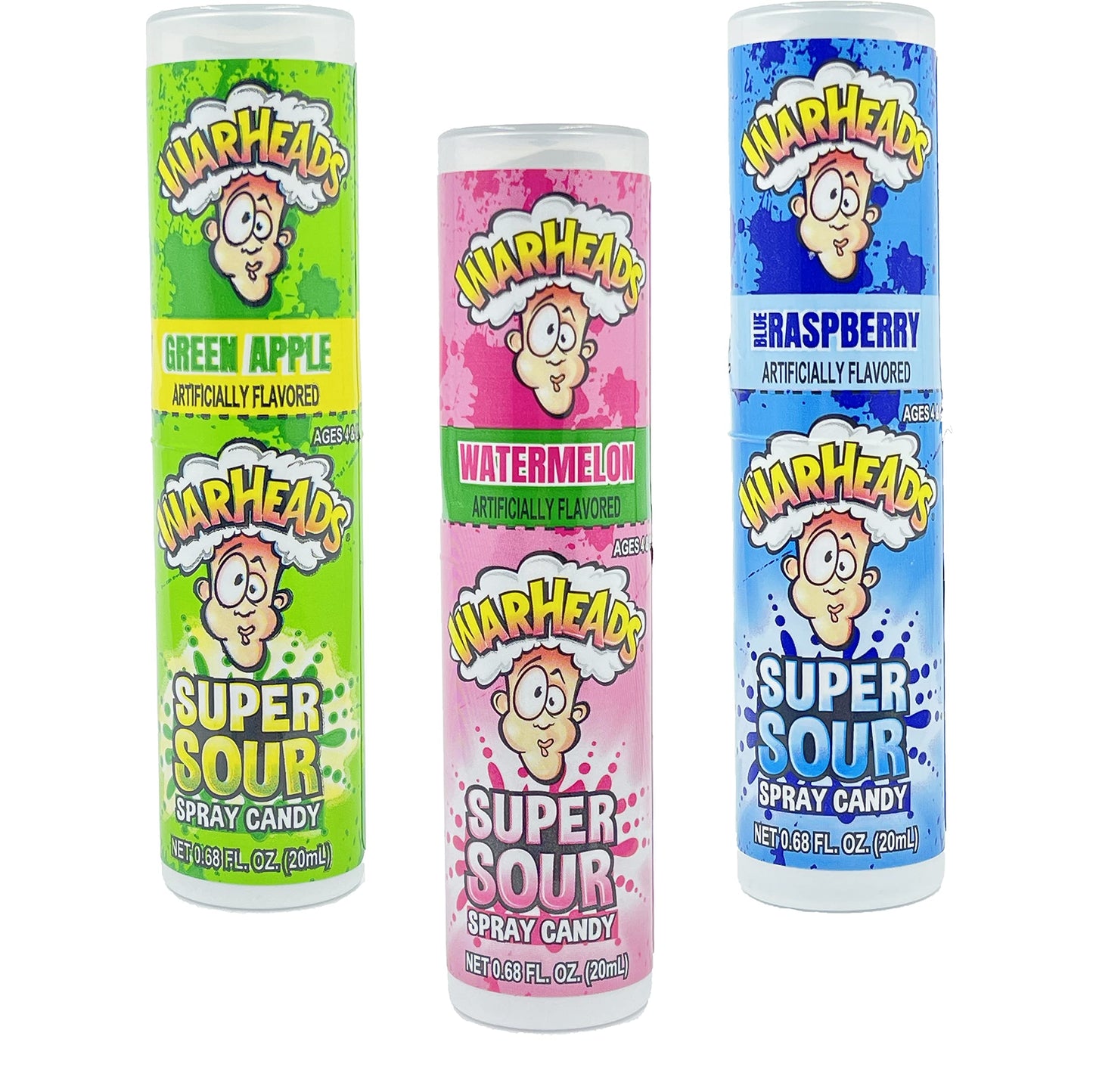 Sour Candy Spray Comes In Three Different Flavors Green Sour Apple, Blue Raspberry Blast, Sour Watermelon, (Pack Of 3, Total Of