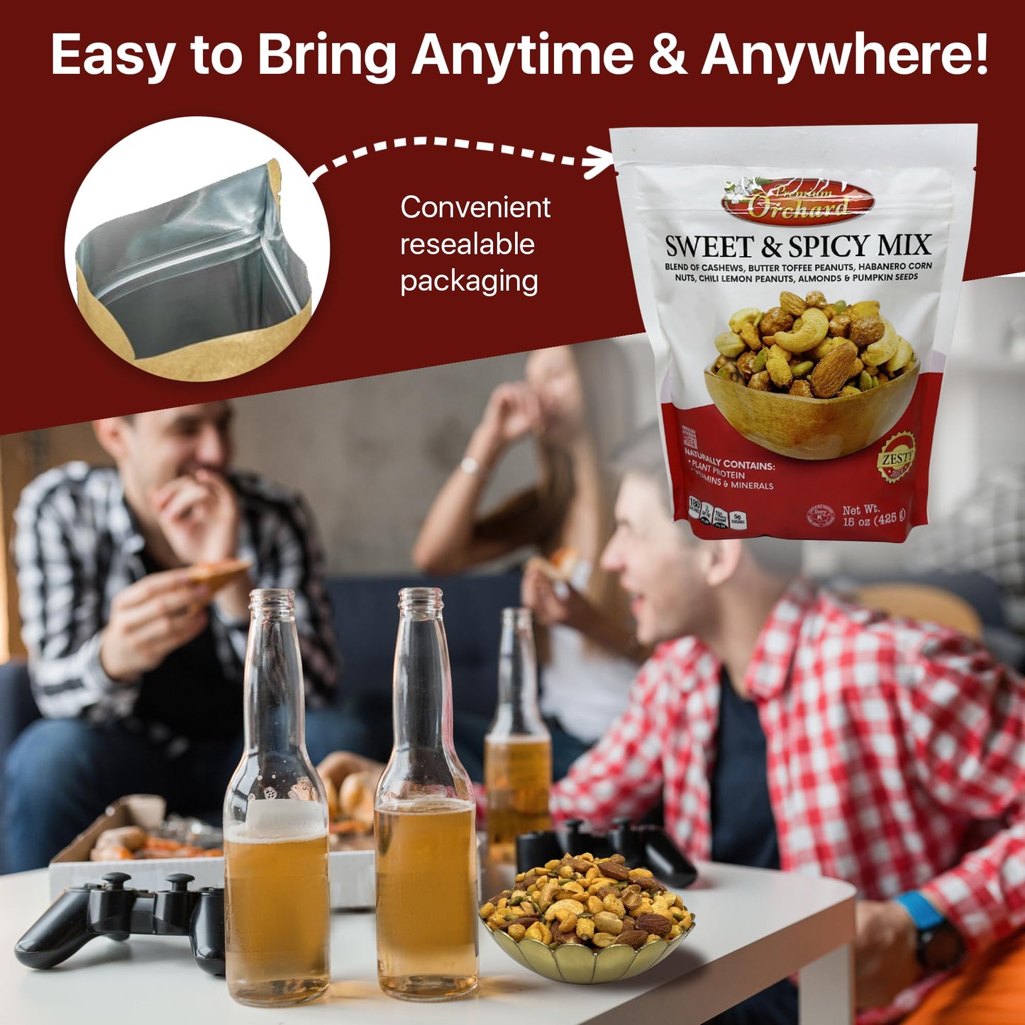 Mixed Nuts Sweet & Spicy Nut Mix - Salted Cashews Butter Toffee Peanuts Habanero Corn Nuts Chili Lemon Peanuts Almonds Dry Roast