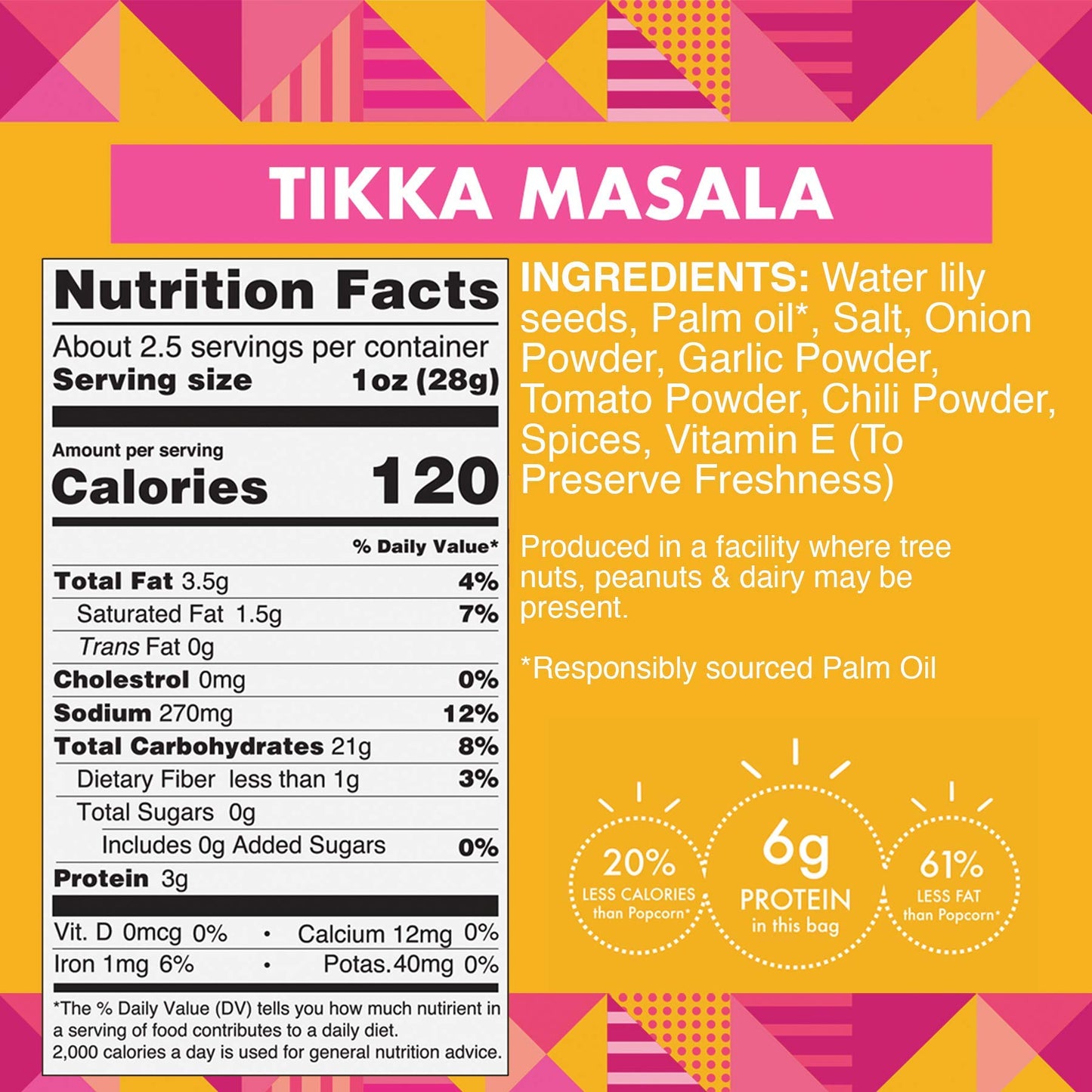 Taali Tikka Masala Water Lily Pops (4-Pack) - Savory Flavor From India | Crunchy Superfood Snack | Protein-Rich Roasted Pops | G