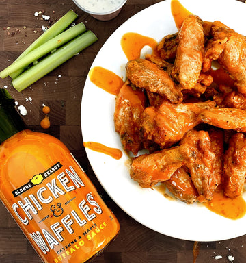 Blonde Beards Buffalo Sauce Chicken & Waffles (Mild/Medium) Spicy & Sweet - Great On Chicken Wings - Maple, Cayenne, Garlic, Butter - Gluten Free, Healthy, Natural (12 Fl Oz)