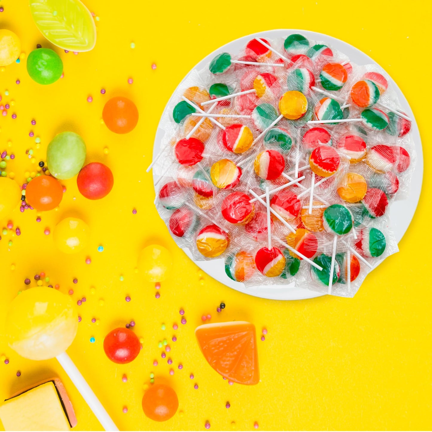 SUNNY ISLAND Classic Lollipops 2-Pound Bag - Colorful Holiday Flat Suckers Hard Candy in Purple, Red, and Orange