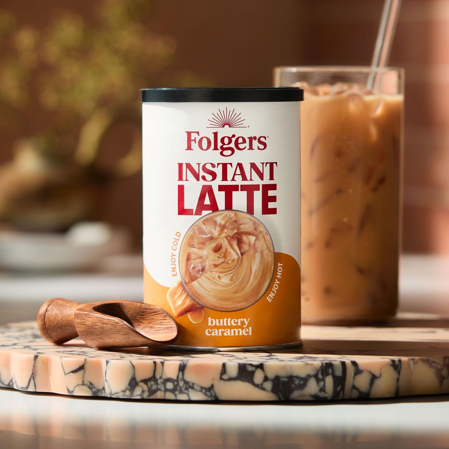 Folgers Buttery Caramel Flavored Instant Latte, 16 Ounce (Pack of 6)