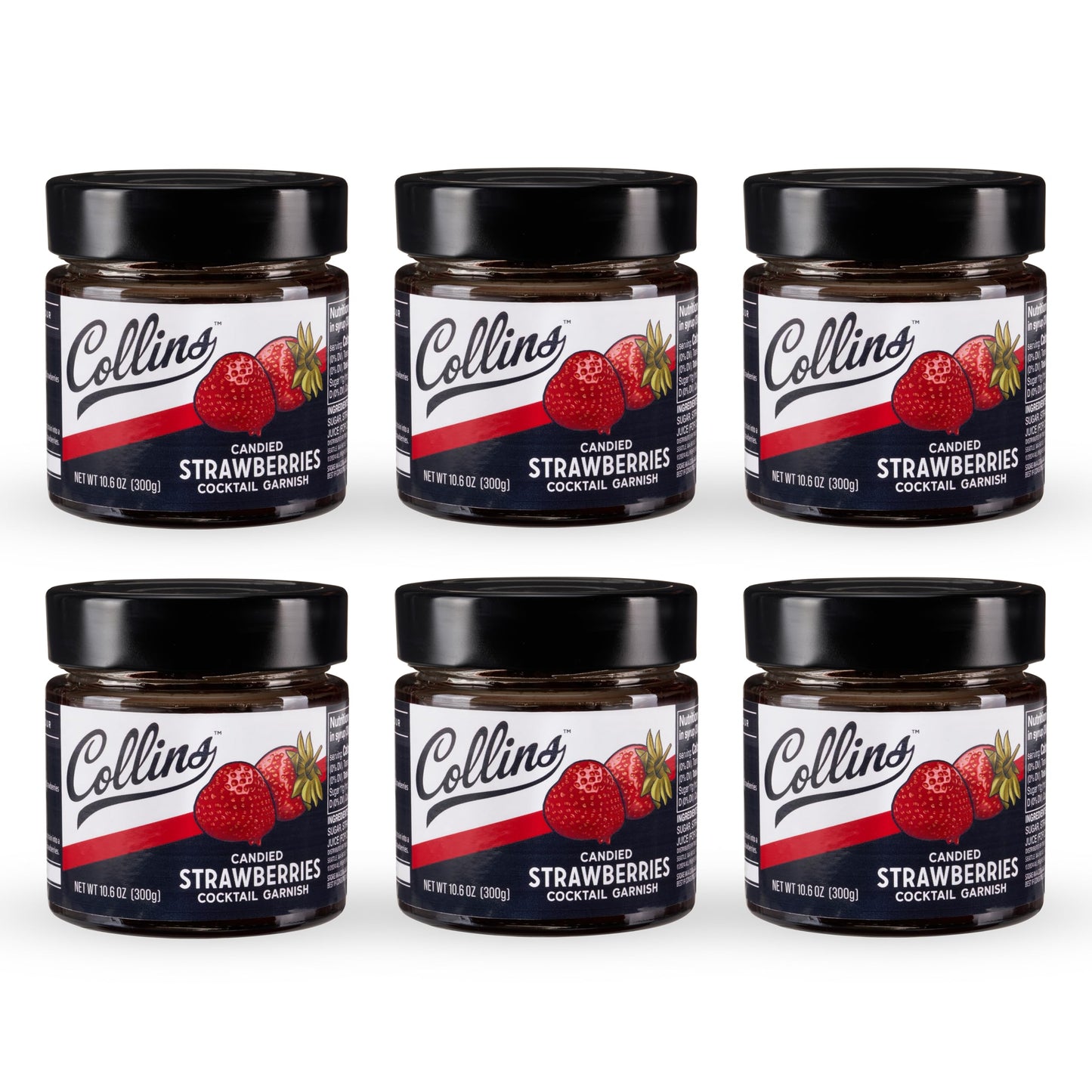 Collins Strawberries In Syrup Gluten Free Mixed Flavor Garnish For Sparkling Drink Sour Mixed Flavors Cakes Ideal For Bars Restaurants Hotels Desserts Baking Supplies Candied Strawberry 10.6 Oz Set Of 6