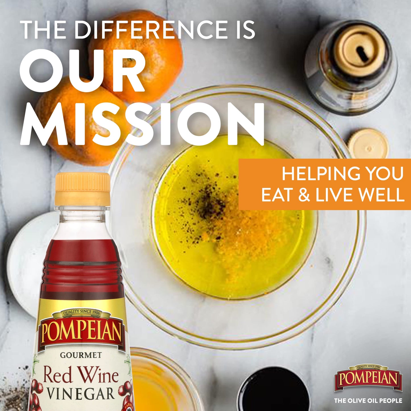 Pompeian Gourmet Red Wine Vinegar, Perfect for Salad Dressings & Marinades, 16 Fl Oz, Pack of 12