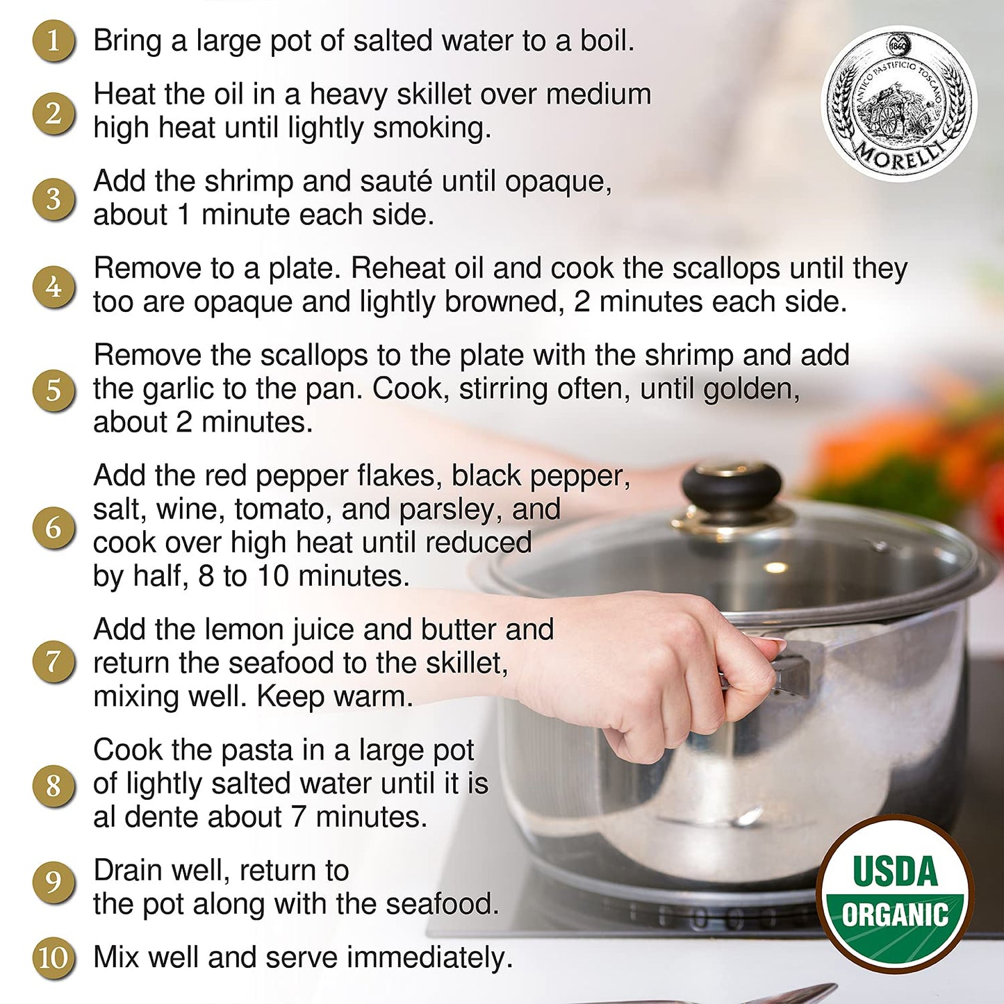 MORELLI Squid Ink Pasta Fusilli - Organic Duspirit-inspired flavor Wheat Semolina - 17.6 Ounce - Black Pasta Noodles - Made in Italy