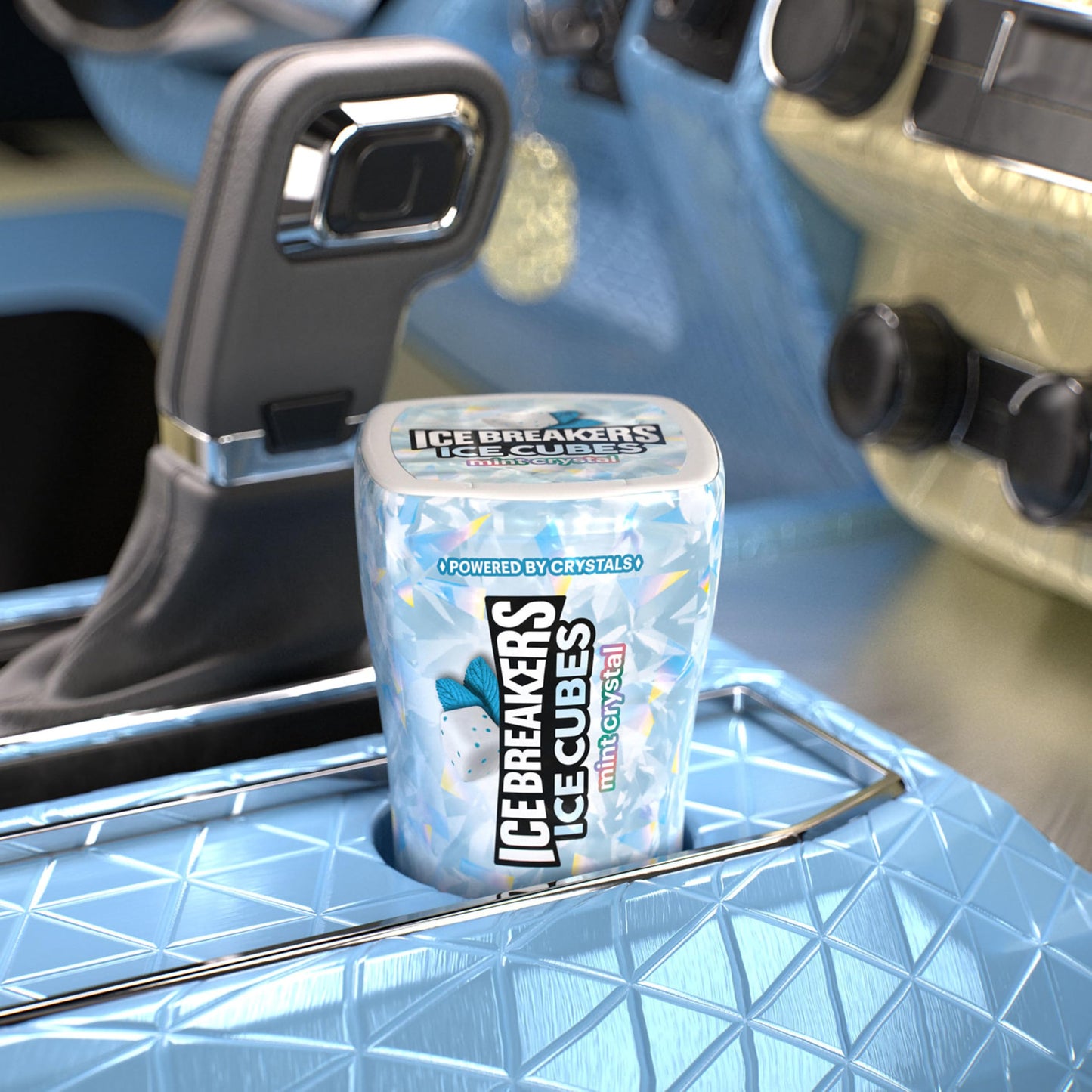 Ice Breakers Ice Cubes Mint Crystal Sugar Free Chewing Gum Made With Xylitol 3.24 Oz Bottles (6 Count 40 Pieces)