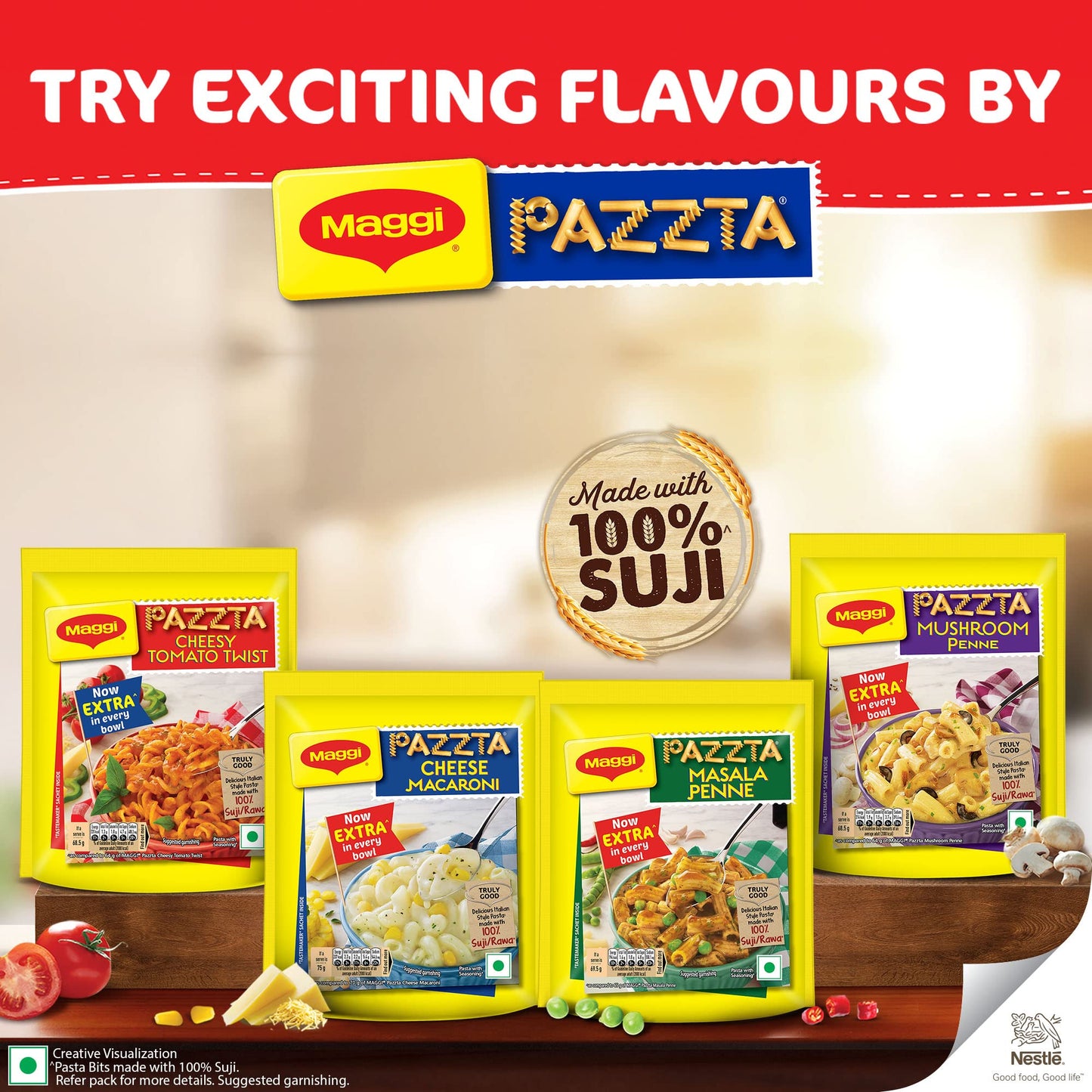 Pazzta Maggi Pazzta Masala Penne Pasta, Delicious Italian Style Instant Pasta, Made With 100% Suji & Quality Ingredients, 69.5Gr
