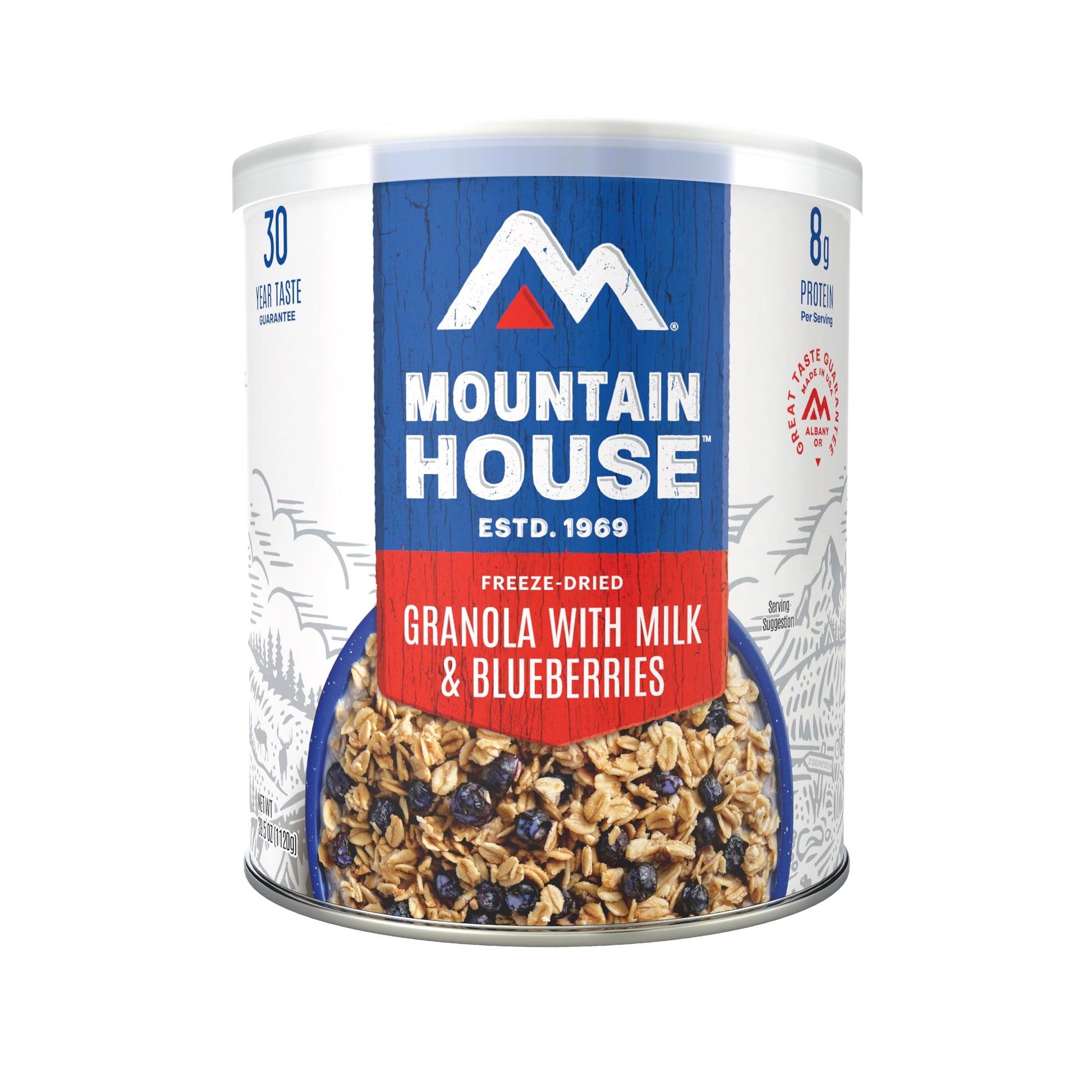 Mountain House Granola With Milk & Blueberries #10 Can | Freeze Dried Survival & Emergency Food | Vegetarian | 20 Servings
