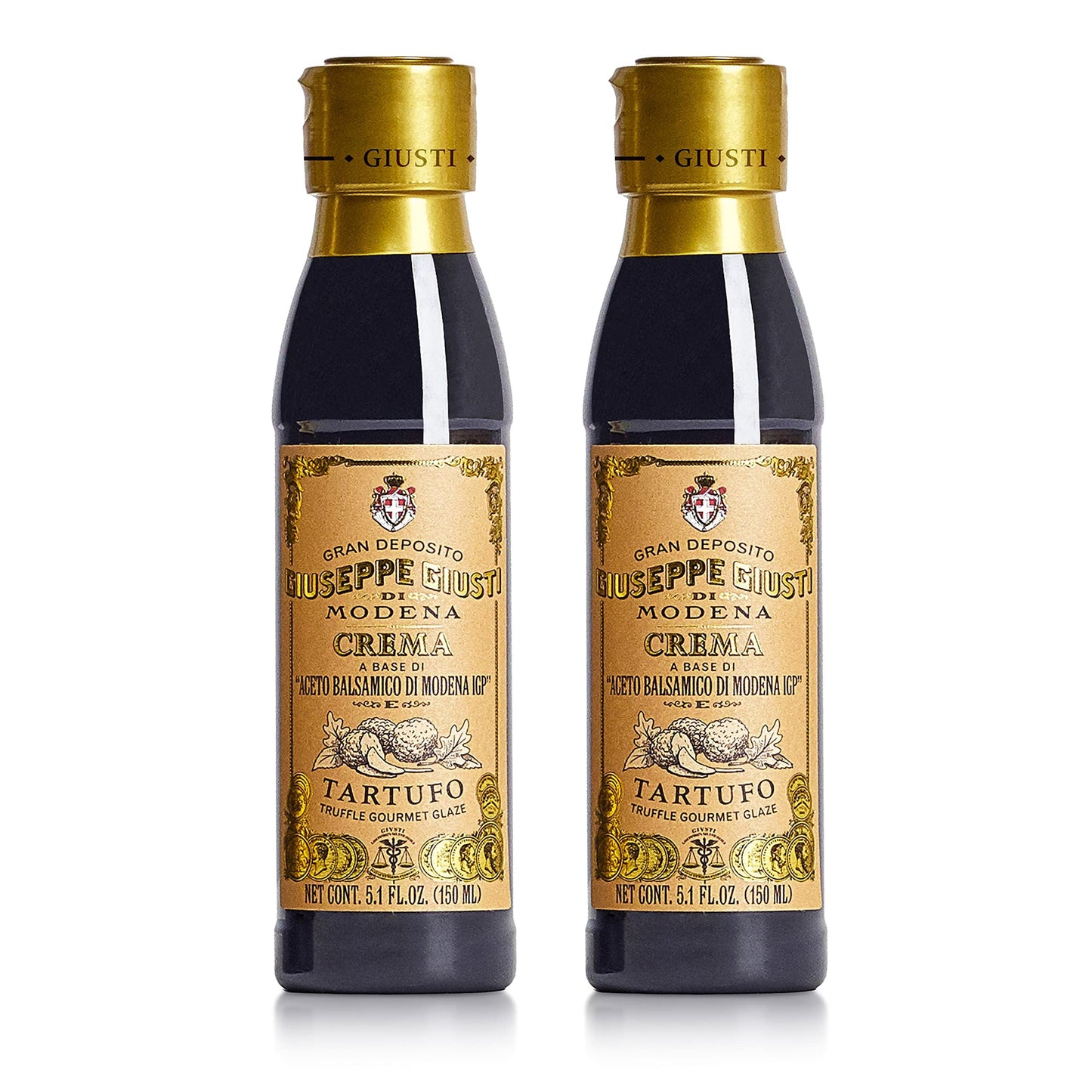 Giusti Truffle Glaze - Balsamic Reduction with Black Truffle, 5.07 fl oz (Pack of 2) - Flavorful Drizzle for Meat, Cheese & Salads
