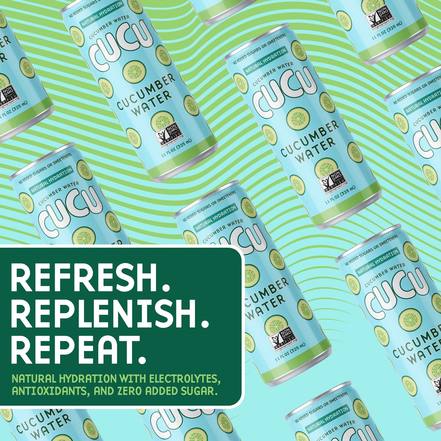 CUCU Cucumber Water – Natural Hydration, No Sugar Added, 12 Pack, 11 fl oz Cans