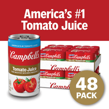 Campbells 100% Tomato Juice, 5.5 fl oz Can, Pack of 48