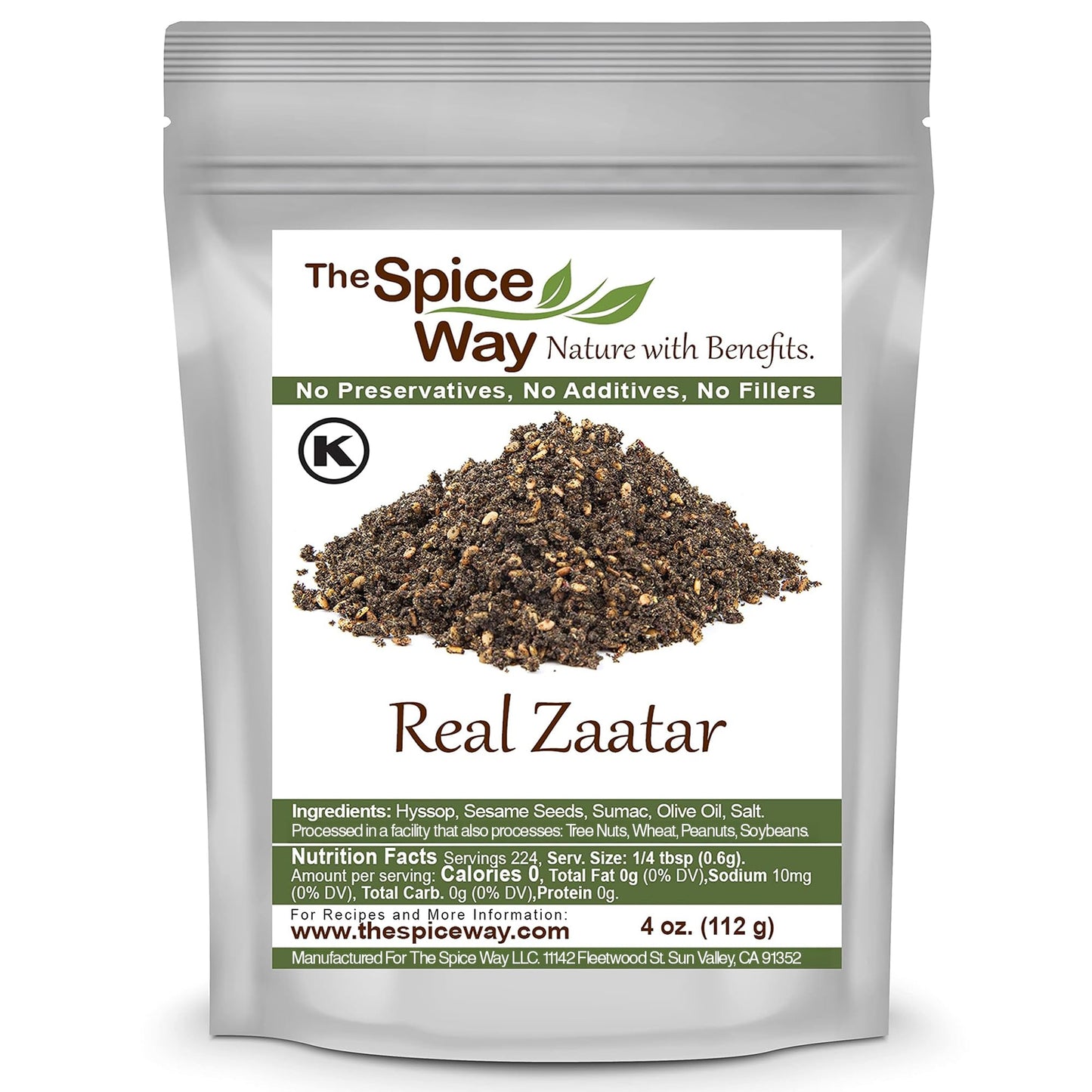 The Spice Way - Real Zaatar With Hyssop Spice Blend | 4 Oz | (No Thyme That Is Used As An Hyssop Substitute). With Sumac. No Additives No Perservatives (Za Atar/Zatar/Zahtar/Zahatar/Za Atar)