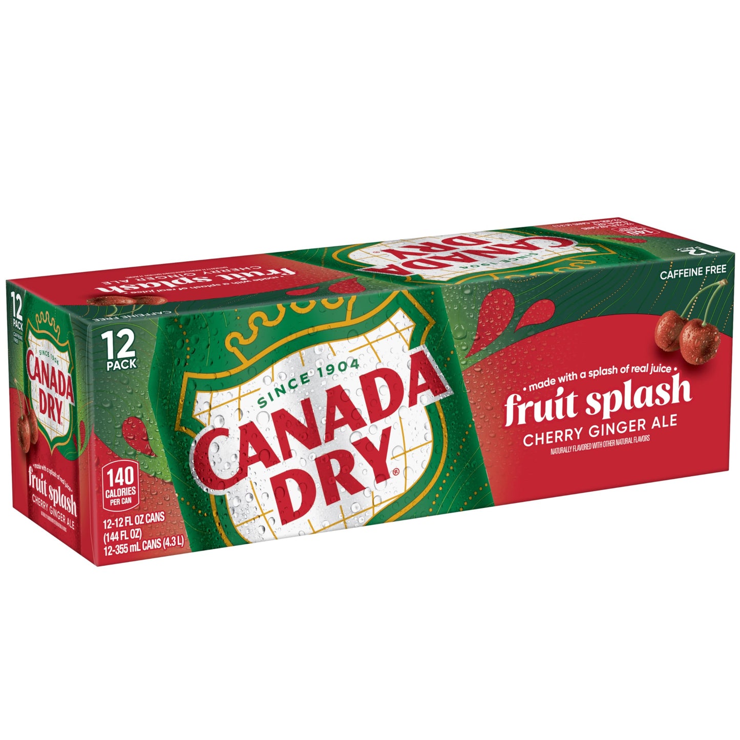 Canada Dry Cherry Ginger Ale Fruit Splash, 12 Fl Oz (Pack of 12)