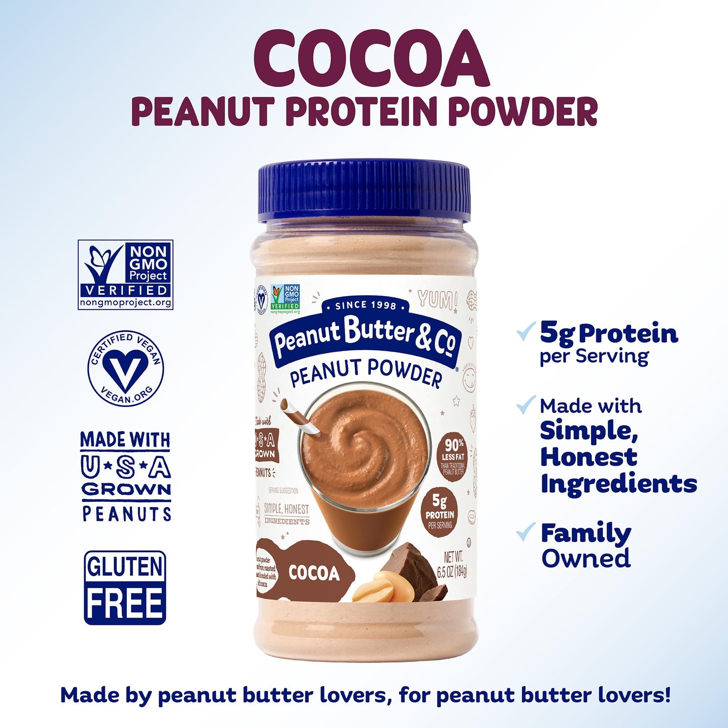 Peanut Butter & Co. Cocoa Peanut Powder, Non-Gmo Project Verified, Gluten Free, Vegan, 6.5 Ounce Jars (Pack Of 6)