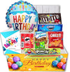 Beyond The Box Birthday Gift Basket - Candy Variety Pack with Happy Birthday Balloon, Snacks & Greeting Card for All Ages