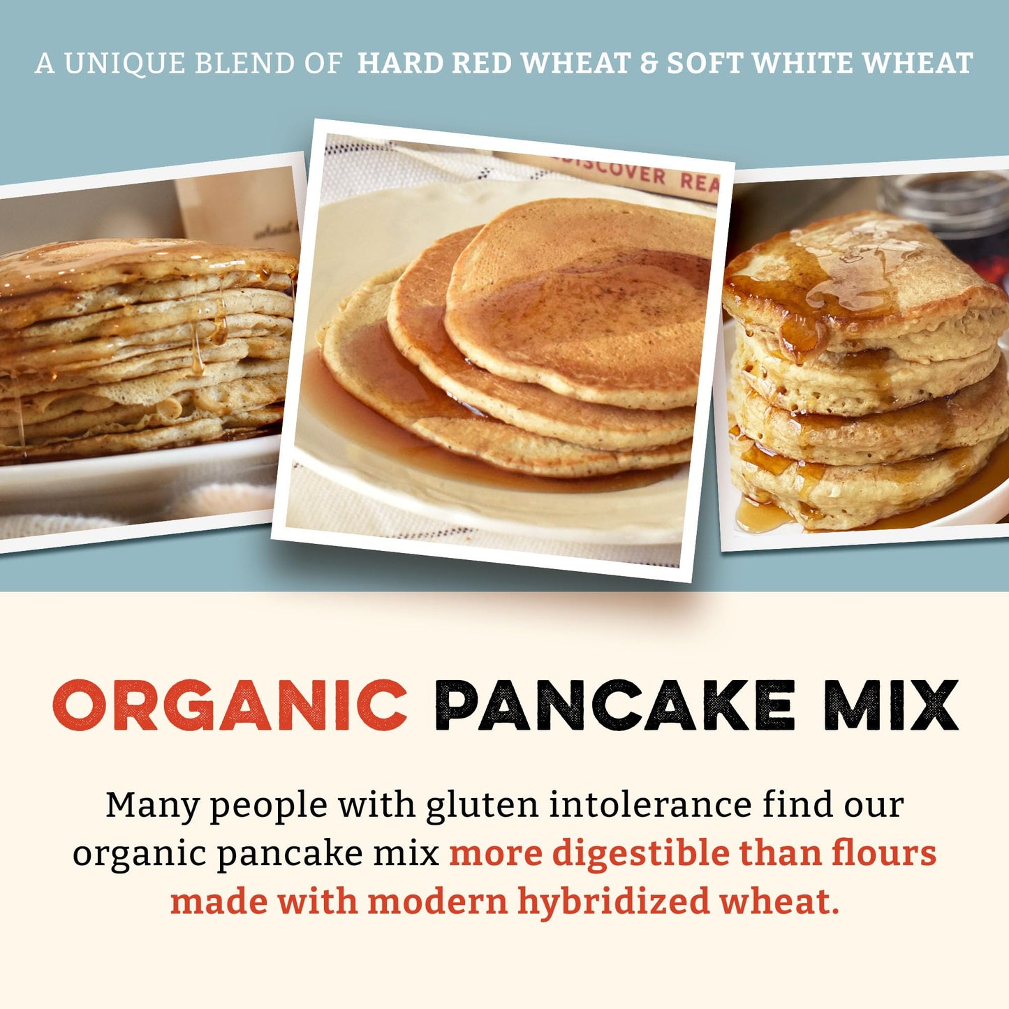 Sunrise Flour Mill 7-Grain Heritage Pancake Mix, USDA Organic, 32 oz, Easy to Digest, No Additives