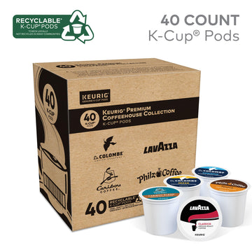 Keurig Premium Coffeehouse Collection, Single Serve Keurig K-Cup Pods, Medium And Dark Roast Coffees, 40-Count Box