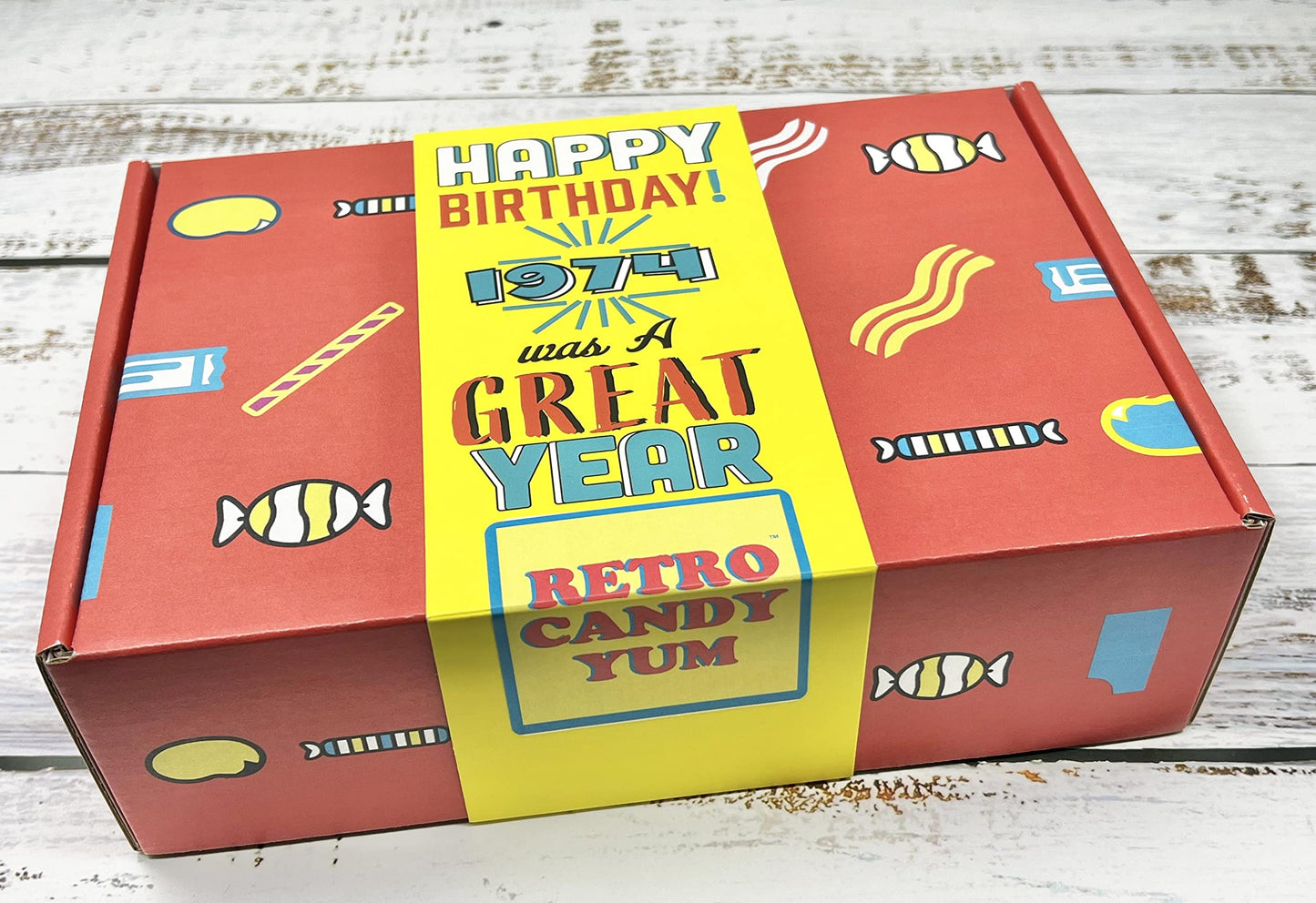 RETRO CANDY YUM Nostalgic Candy Gift Box - 30 Piece Assortment for 51st Birthday - Perfect for 1974 Born Men & Women