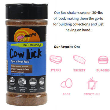 Dizzy Pig Barbecue Company Cow Lick Spicy Beef Rub (8Oz Shaker, Two Pack)