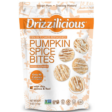 Drizzilicious Mini Rice Cakes - Rice Crisps, Healthy Snack For Adults And Kids, Flavored Rice Cakes, Vegan, Gluten Free, Only 90