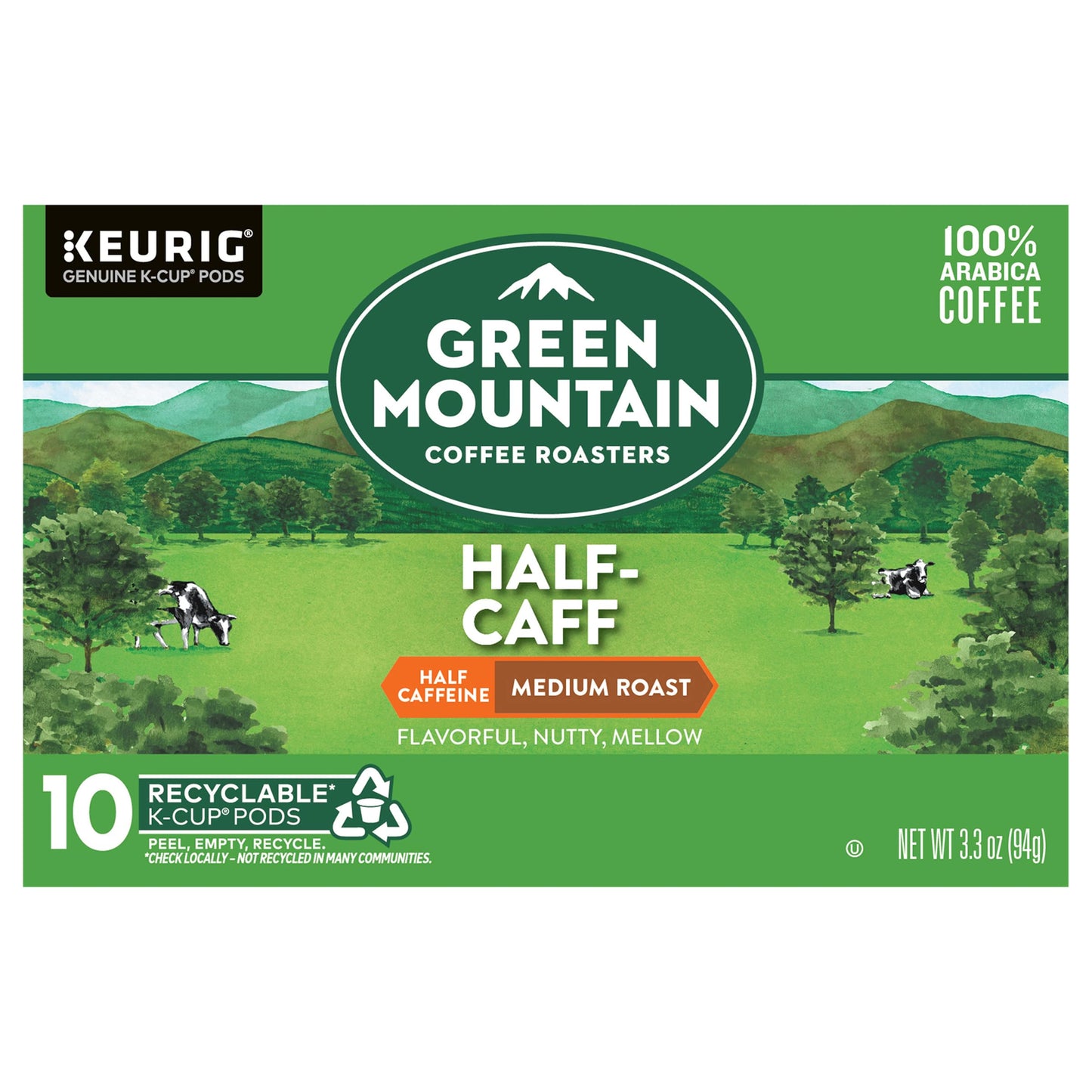 Green Mountain Coffee Roasters Half-Caff Medium Roast Coffee 3.3 Ounce