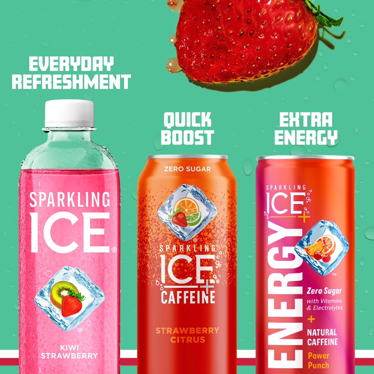 Sparkling Ice, Kiwi Strawberry Sparkling Water, Zero Sugar Flavored Water, With Antioxidants And Vitamins, Zero Sugar, 17 Fl Oz