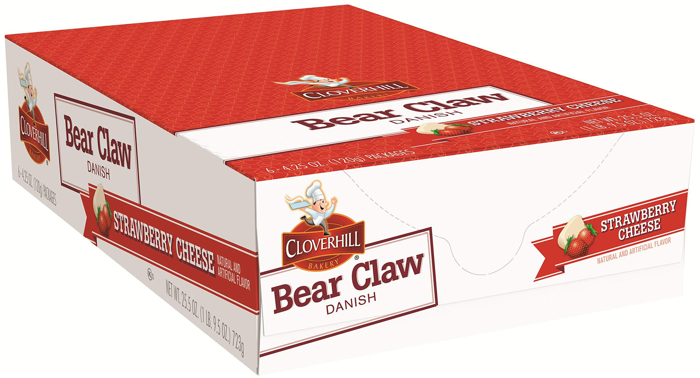 Cloverhill Bear Claw Strawberry Cheese Danish, 4.25 Ounce - 36 per case.