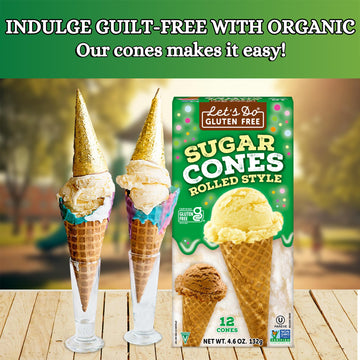 Lets DoGluten Free Sugar Cones Rolled Style, 12 Cones per Box, (Pack of 12 Boxes)