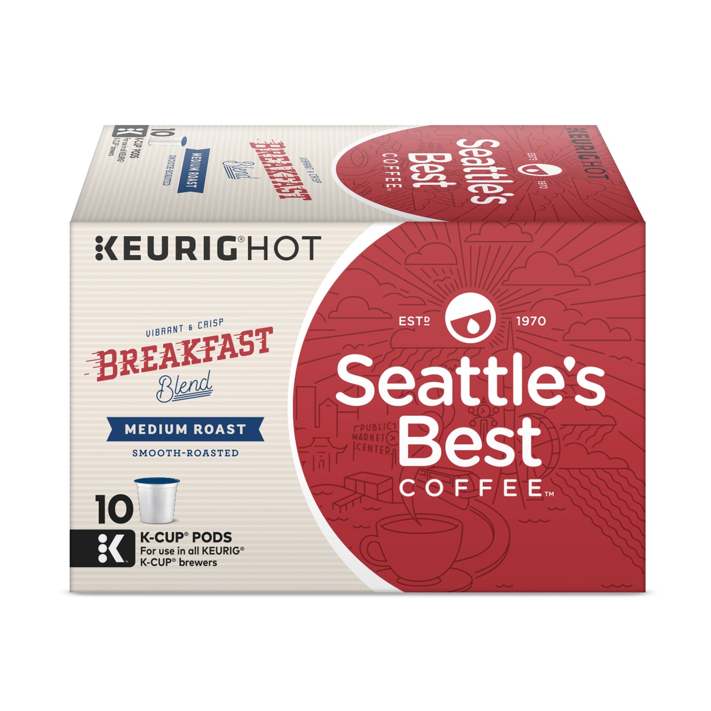 SeattleS Best Coffee Breakfast Blend Medium Roast Single Cup Coffee 10 Ct