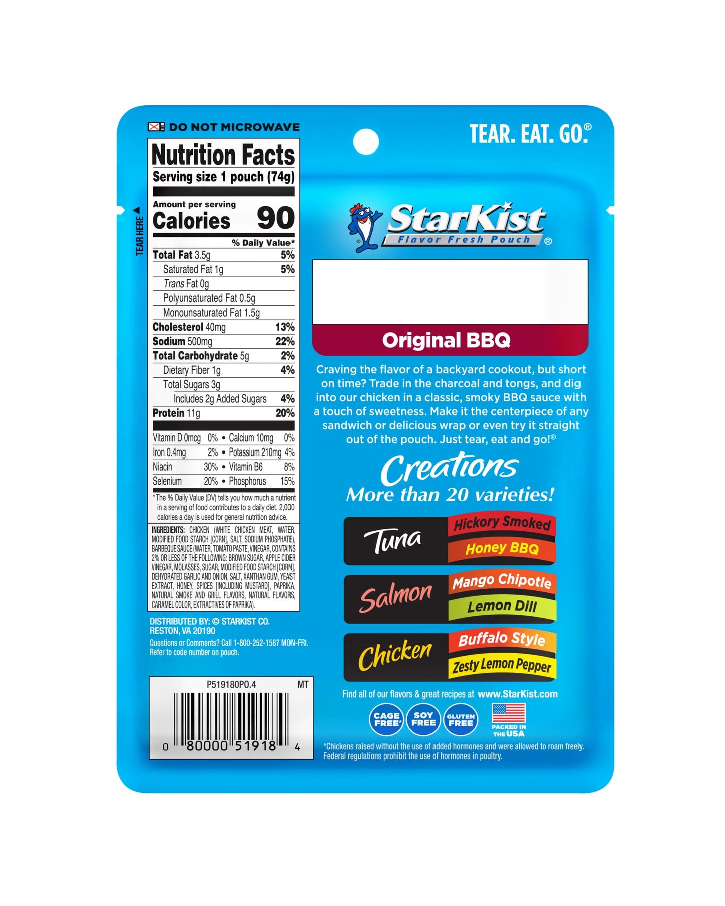 Starkist Chicken Creations Classic Bbq - 2.6 Oz Pouch (Pack Of 12)