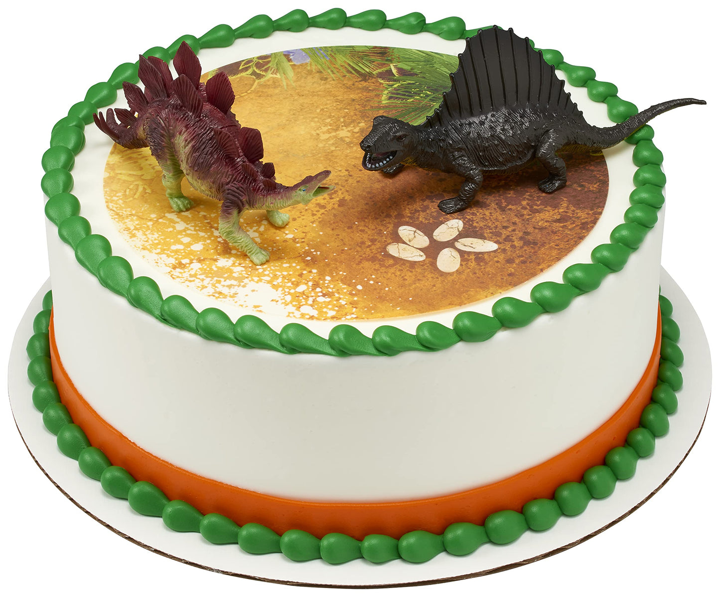DecoPac Dinosaur Pals Cake Topper Set - 2-Piece Plastic Birthday Decorations for All Cakes, Stegosaurus & Dimetrodon, Model 11825