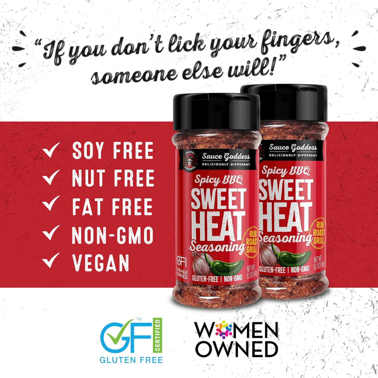 Sauce Goddess BBQ Sweet Heat Spice Shaker (2-Pack) - BBQ Rub with Brown Sugar and Has a Nice Garlic Flavor. Combination of Spicy