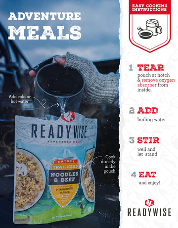Readywise - Adventure Meal, Creamy Pasta With Chicken, 15 Servings Total, Pack Of 6, Emergency Preparedness, Freeze Dried Food,