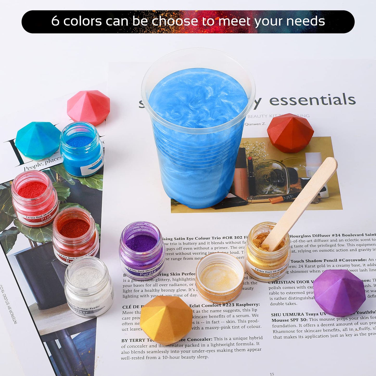 Jelife Blue Edible Luster Dust - 5 Grams Food Grade Cake Dust Shimmer Powdered, Edible Metallic Powder Food Coloring for Cake De