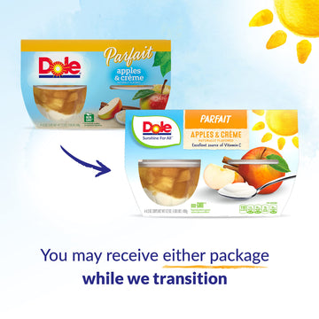 Dole Fruit Bowls Low Fat Apples & Creme Parfait Snacks, 4Oz 24 Total Cups, Gluten & Dairy Free, Bulk Lunch Snacks For Kids & Adu