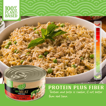 Unmeat Plant Based Tuna Style Flakes | Easy To Prepare Vegan Canned Tuna | Hot & Spicy, 12 Pack