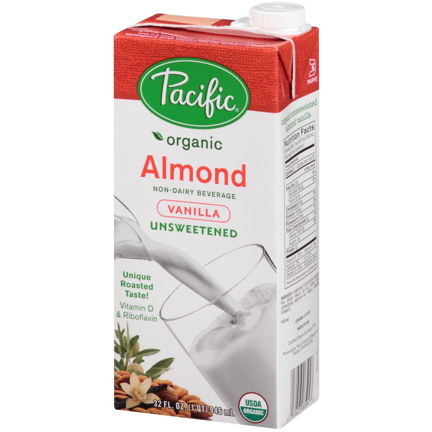 Pacific Beverages Unsweetened Almond Vanilla, Gluten Free, 32-Ounces (Pack Of6)