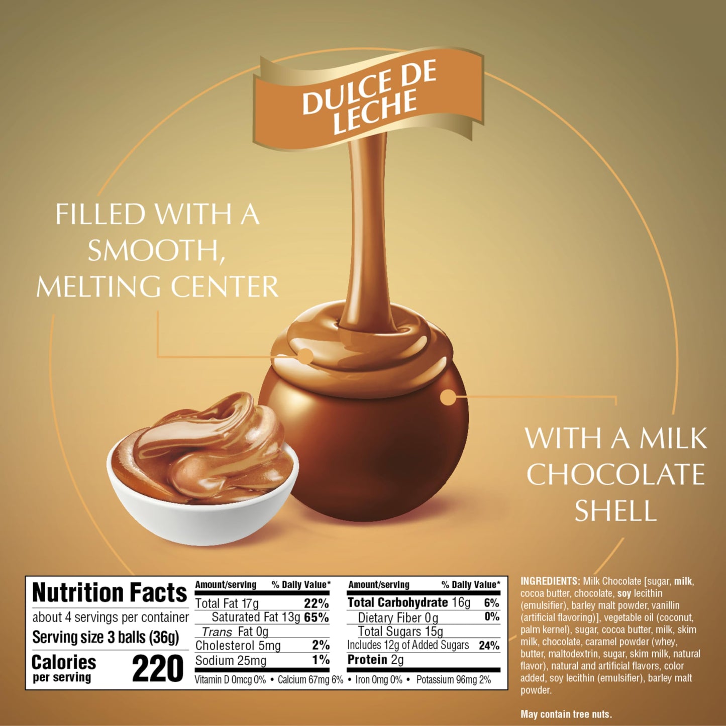 Lindt LINDOR Dulce de Leche Truffles, Milk Chocolate Candy, 5.1 oz Bag (6 Pack)