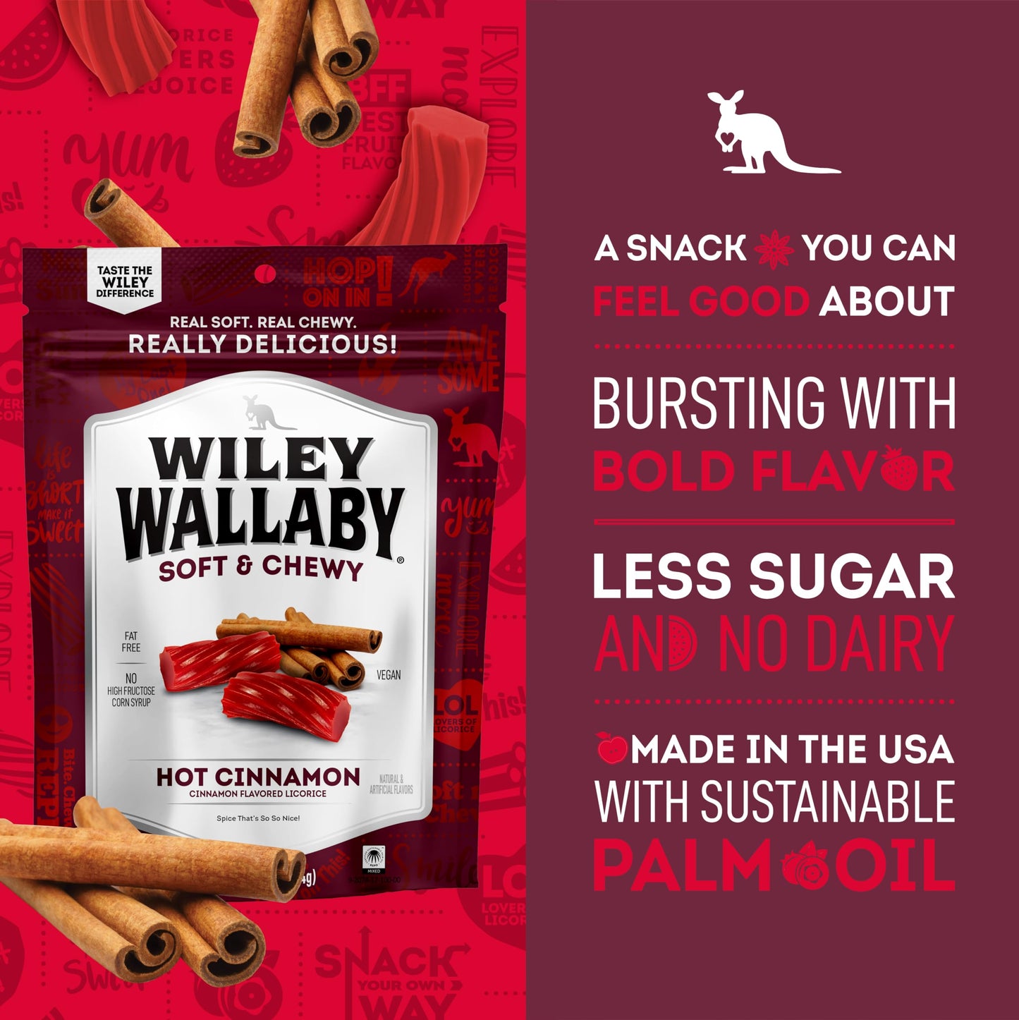 Wiley Wallaby Licorice 24 Ounce Classic Gourmet Soft & Chewy Australian Cinnamon Licorice Candy Twists, 1 Pack