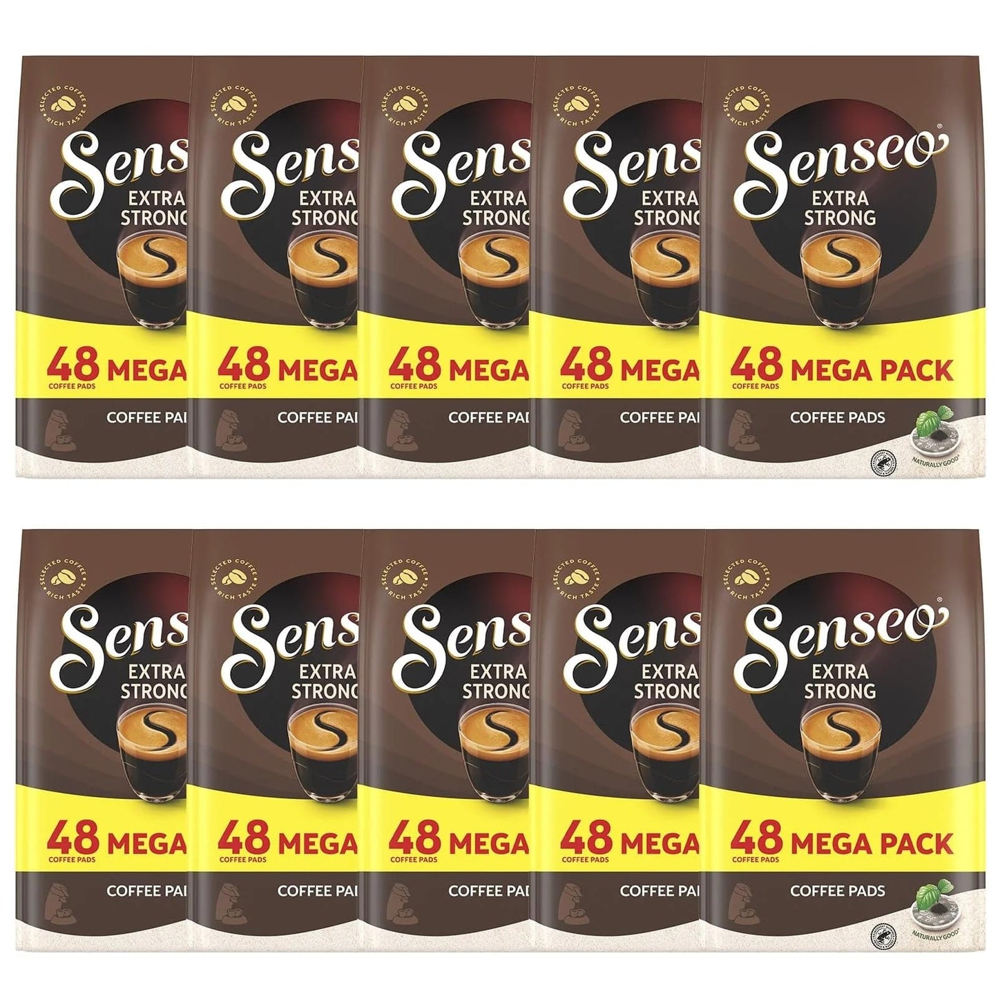 Senseo Extra Strong Dark Roast Coffee Pods, 48 Count (Pack Of 10) - Single Serve Coffee Pods Bulk Pack For Senseo Coffee Machine - Compostable Coffee Pods For Hot Or Iced Coffee, Cold Brew Coffee