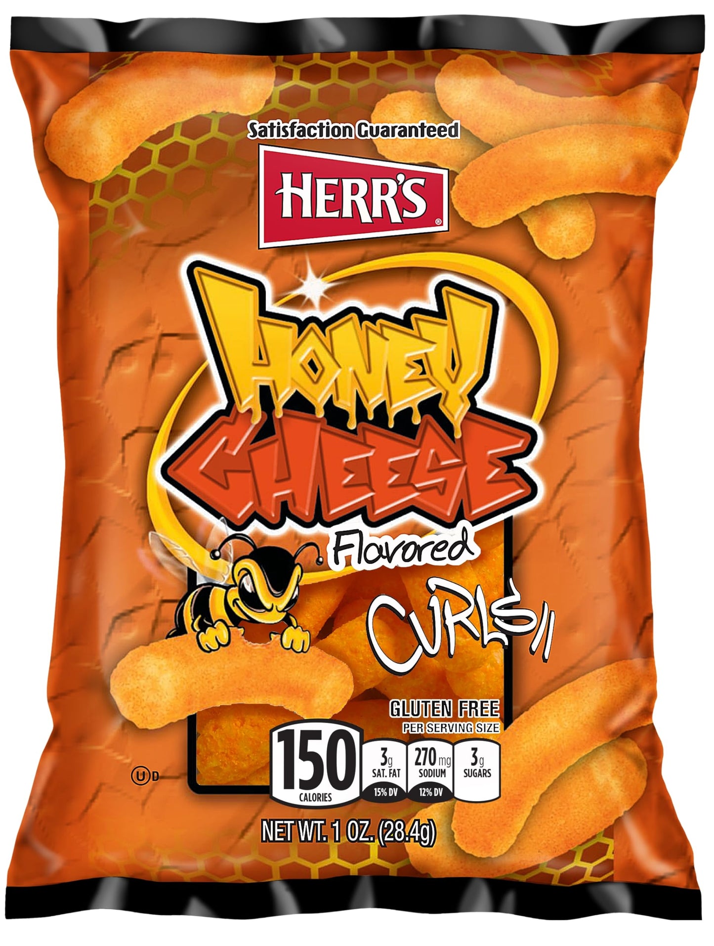 Herrs - Honey Cheese Curls 1 Oz Pack Of 7 Bags