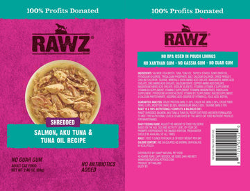 Rawz Shredded Salmon, Aku Tuna & Tuna Oil Recipe 8/2.46 Oz Pouches