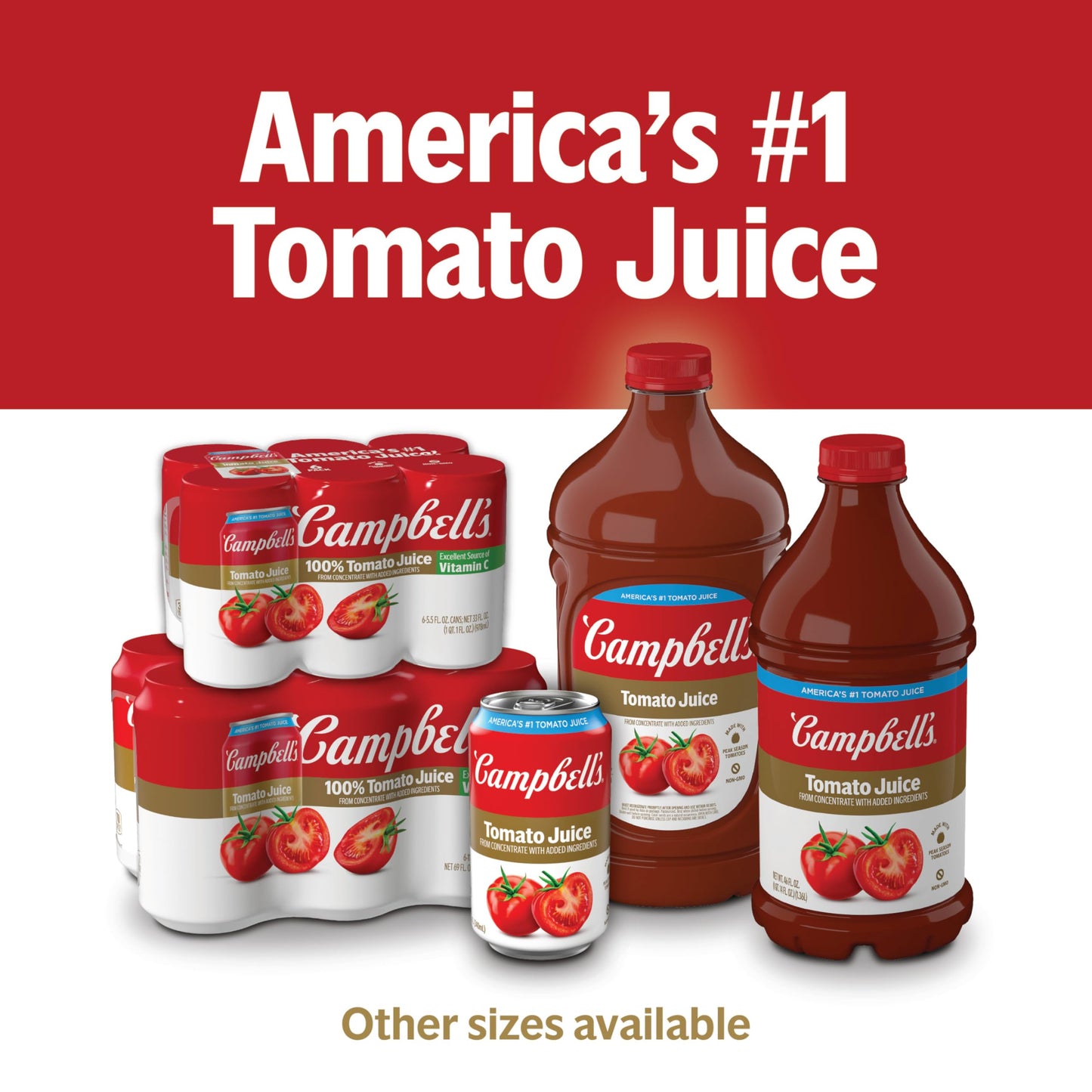 Campbells 100% Tomato Juice, 46 Fl Oz Can, Pack of 1